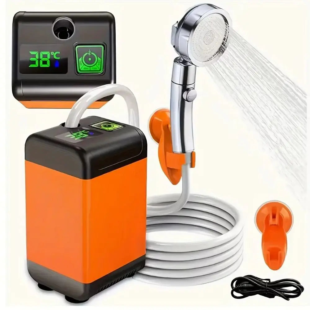 Intelligent Temperature Measurement Portable Shower Long Battery Life with Suction Cup Rechargeable Water Pump Mute
